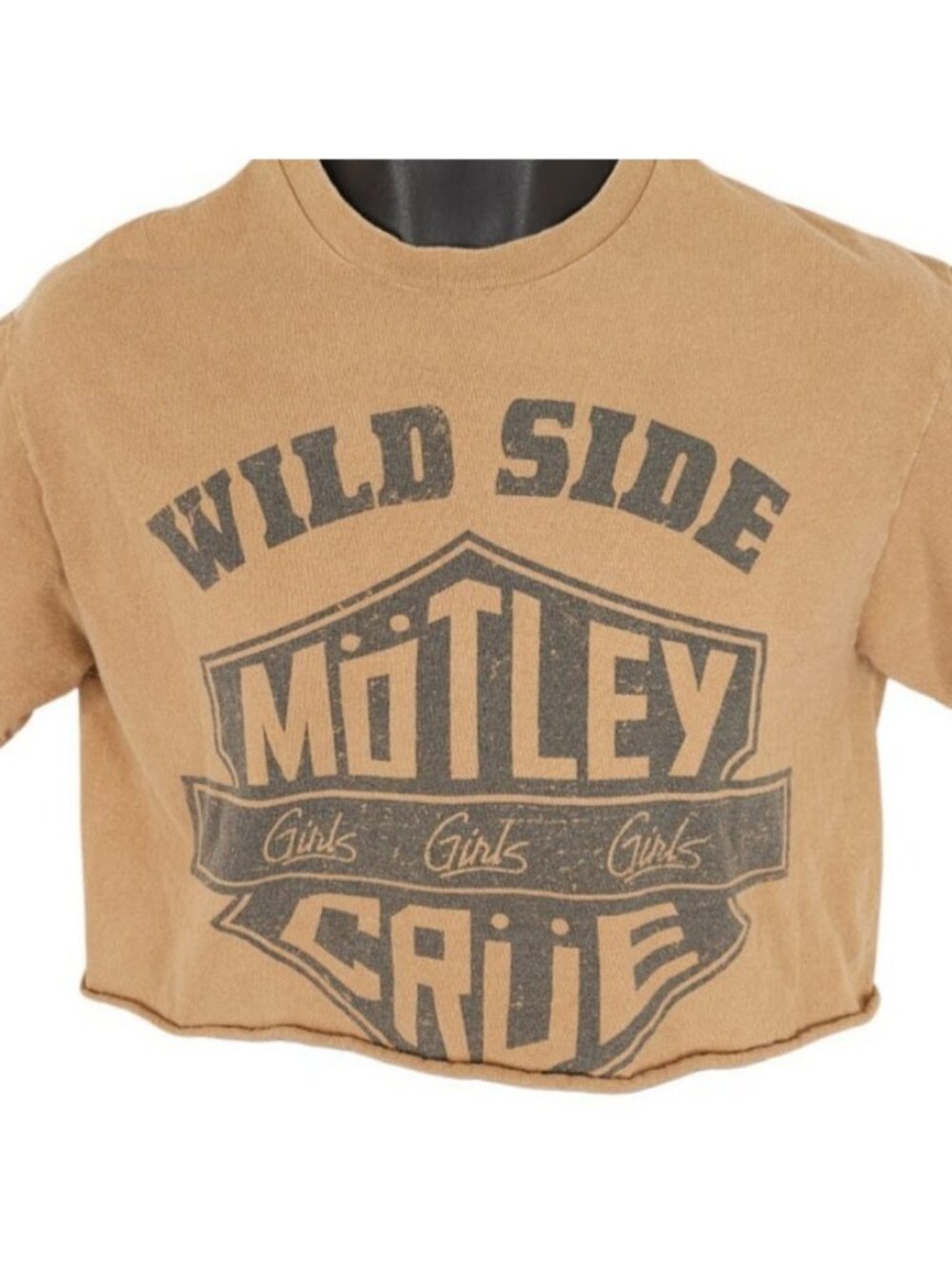 Motley Crue Crop Top T Shirt Mens Size Small Brown Girls Girls Girls Band Tee